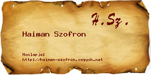 Haiman Szofron névjegykártya